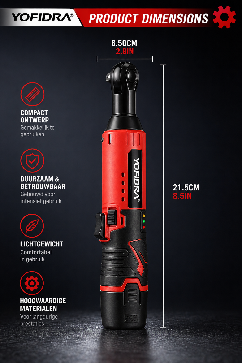 YOFIDRA elektrische ratelsleutel krachtig compact en lichtgewicht ontwerp
