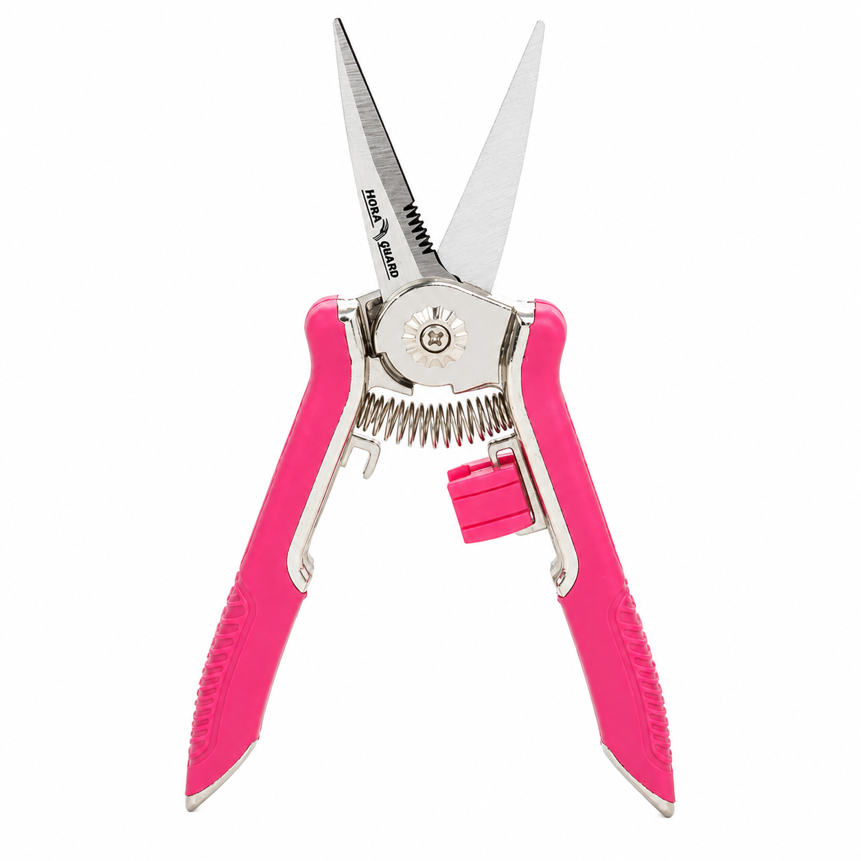 FLORA GUARD microtip snoeischaar van roestvrij staal met roze soft-grip handgreep voor precisie tuinwerk